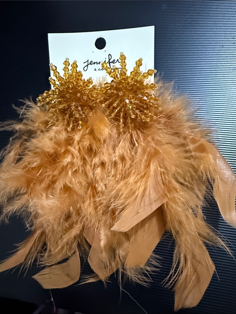 Gold Feather Cluster Statement Earrings